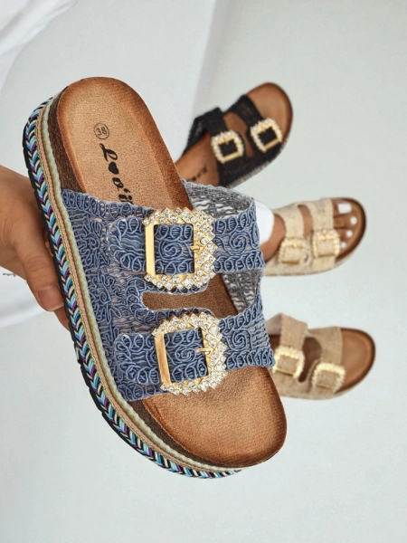 Sandale dama Royalfashion cu catarame cu pietre strălucitoare GlamCork