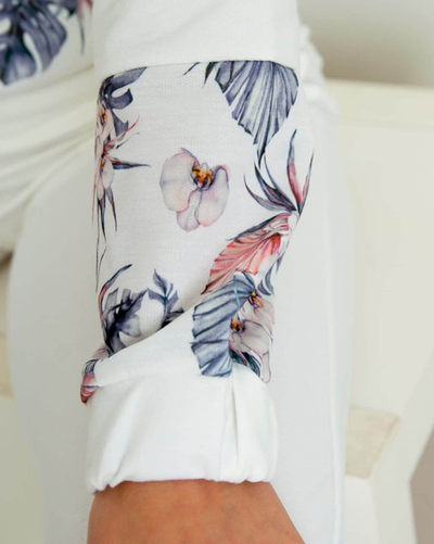 Trenorac sport alb de dama cu flori - Imbracaminte