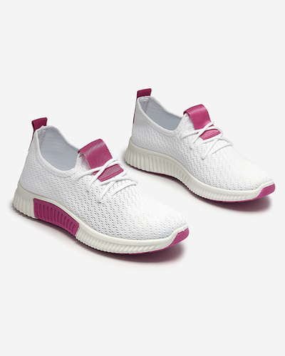 Pantofi sport de damă albi cu inserții fucsia Kedeti - Încălțăminte