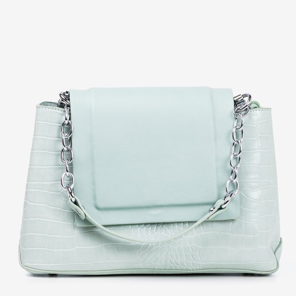 Geantă de mână de culoare albastru deschis cu relief de animale - Genti de mână