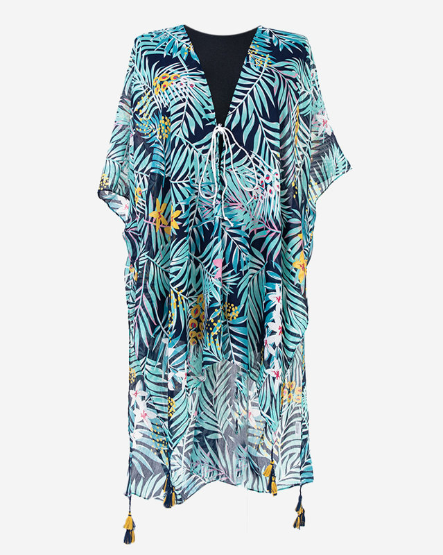 Pareo de damă bleumarin și verde cu frunze - Îmbrăcăminte