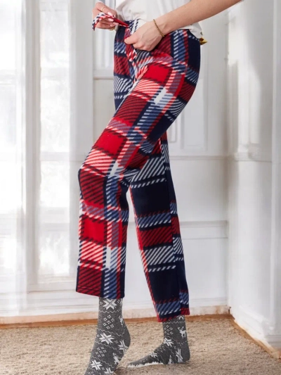Pantaloni de femei Royalfashion din bumbac pentru Crăciun din pijamale în carouri