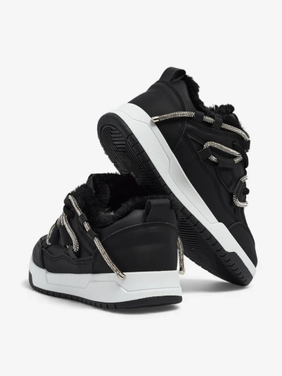 Sneakers Dama Luna Negri din Piele Ecologică pentru Zi de Zi