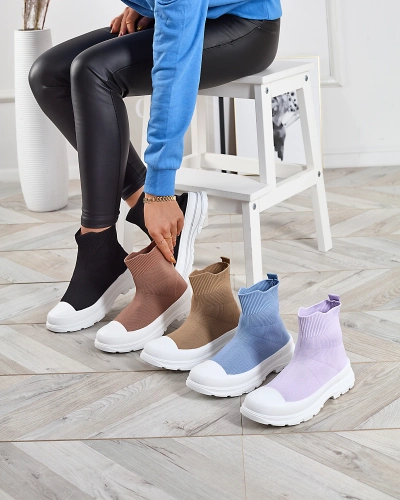 OUTLET Maro deschis Pantofi sport de damă cu șiret înalt a'la sneakers Vertiks - Încălțăminte