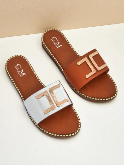 Royalfashion Papuci de damă din piele ecologică cu decorațiune Gildra