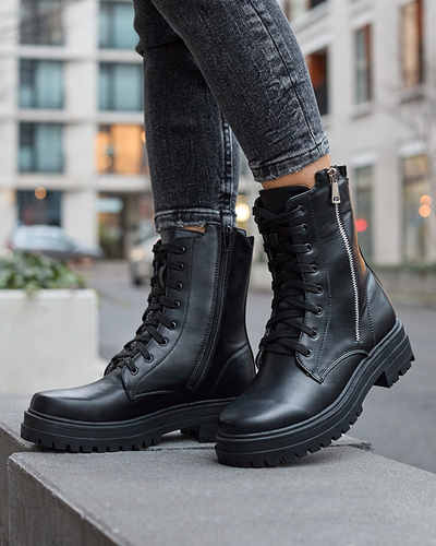 Cizme bagger de damă negre cu toc plat Fetisa - Încălțăminte