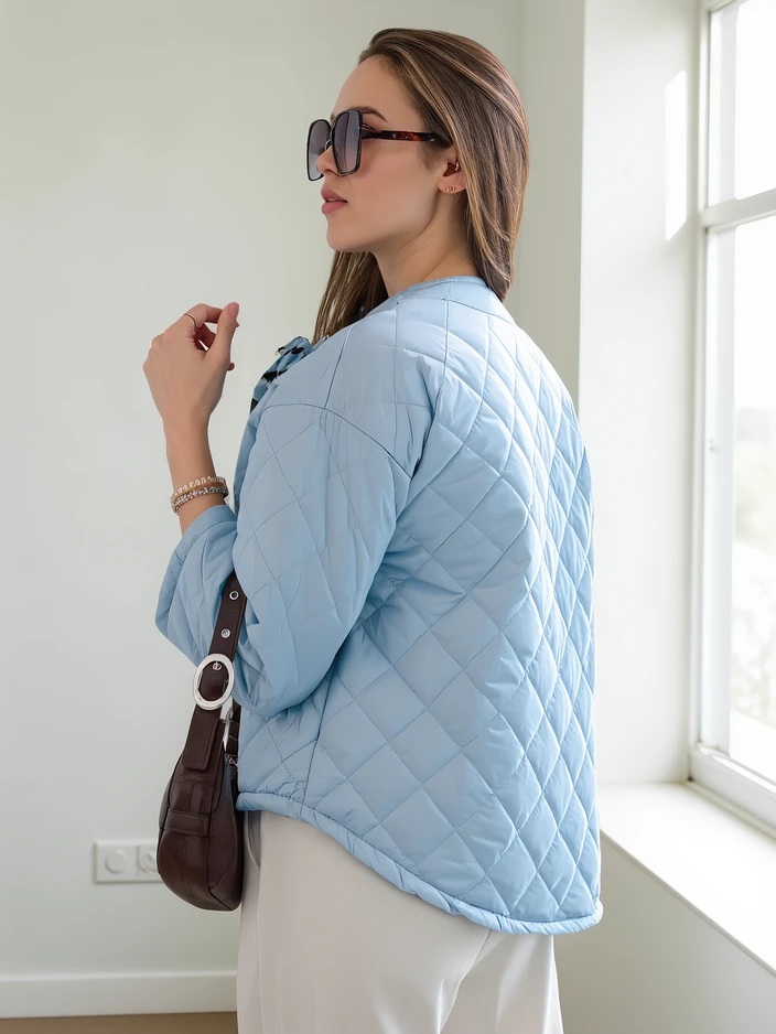 Jachetă de tranziție primăvară pentru femei Royalfashion cu căptușeală cu flori și buline