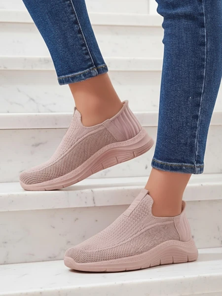 Дамски маратонки Apollo Rosa – розови обувки slip-on от плат на плоска подметка