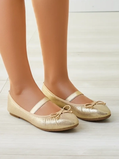 Royalfashion Balerini strălucitoare pentru femei cu fundiță și elastic Safte