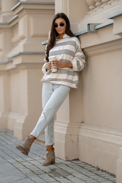 Royalfashion Pulover subțire cu dungi pentru femei