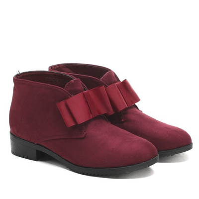 Botine din piele de căprioară Seanna burgundy - Încălțăminte