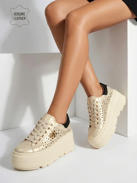 Sneakers sport damă ajurate din piele naturală Atelle