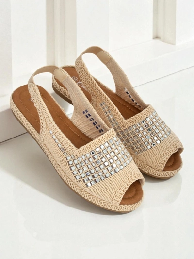 Sandale espadrile de damă cu pietre strălucitoare Belle Sparkle