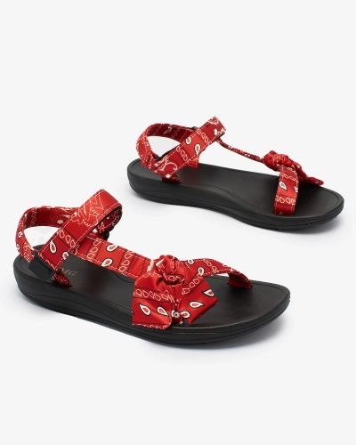 Royalfashion Sandale roșii pentru femei cu fundiță Oyall