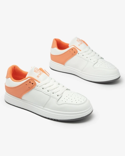 Royalfashion Pantofi sport de damă albi și portocalii Elevace