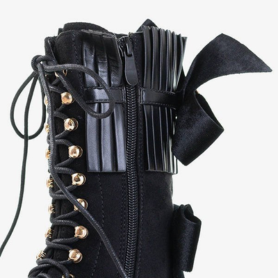 Cizme de damă negre cu ornamente Farida - Încălțăminte