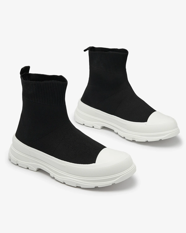 Negru pantofi de sport de damă înalți slip-on a'la sneakers Vertiks - Încălțăminte