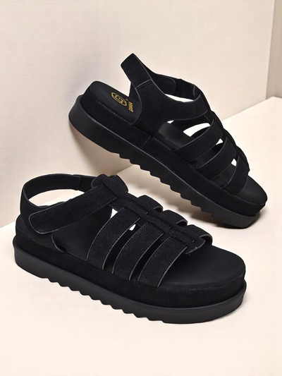 Aurtengei Heraclea Royalfashion Baschtschuhen auf Plattform schwarze aus Ekoleeder