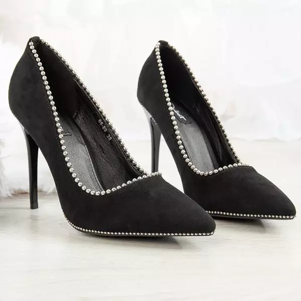 OUTLET Pompi negri pe toc stiletto Rosalicia - Pantofi