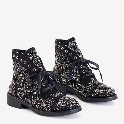 Cizme de damă negre cu zirconiu cubic Elwira - Încălțăminte