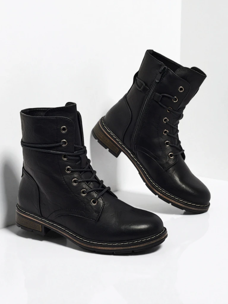 Botine Dama Luna Negre Sintetice Casual de Toamnă