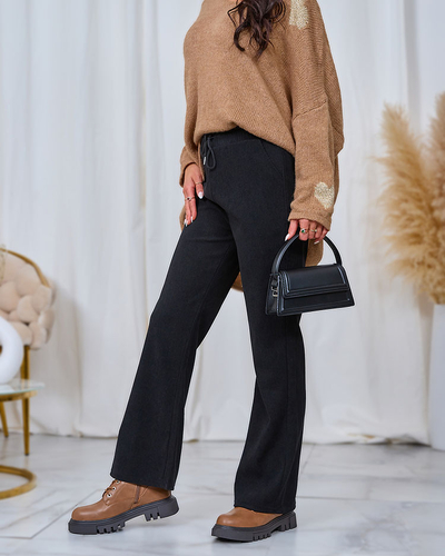 Royalfashion Pantaloni de damă din țesătură de catifea, negri