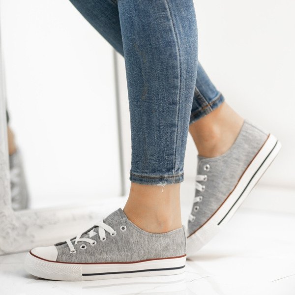 Szare trampki z materiału tkaninowego Greyana - Obuwie