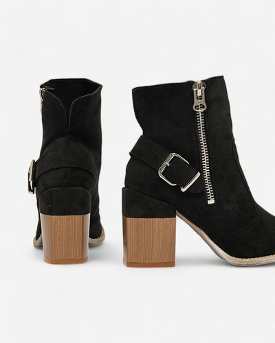 Royalfashion Cizme înalte stiletto pentru femei din piele ecologică neagră Acimra