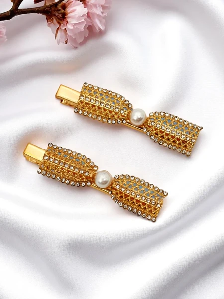 Royalfashion Agrafă de păr cu pietre strălucitoare în formă de fundițe Bow Sparkle