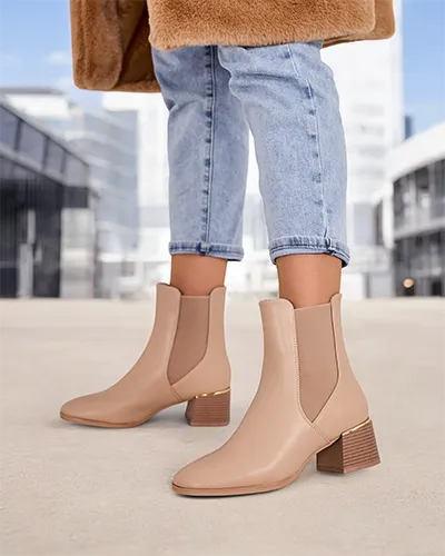 Cizme de glezna pentru femei Royalfashion cu tocuri joase Eterra