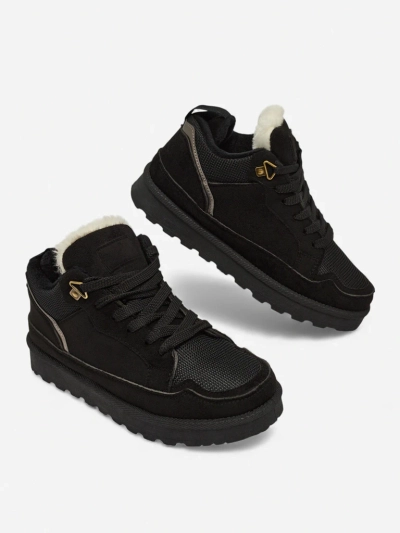 Trampki Damskie Diana Czarne Zamszowe Wygodne na Zimę