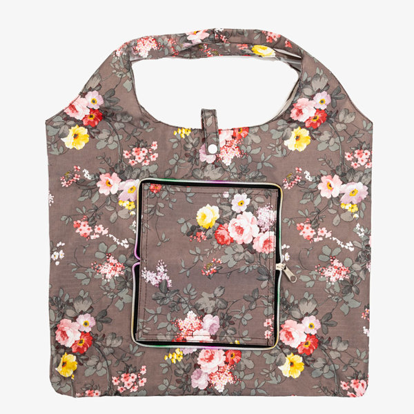 Geantă de cumpărături cu flori maro, pliată într-un portofel - Accesorii