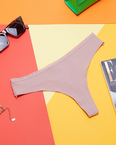 Tanga de damă în nervură Coral - Lenjerie intimă