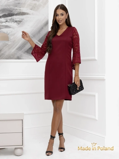 Rochie mini de damă cu mâneci din dantelă Livia Style