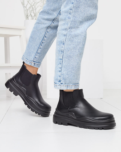 Cizme negre de damă cu slip-on pe o talpă Beja mai groasă - Încălțăminte