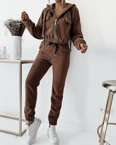 Royalfashion Set sport cu dungi maro pentru femei