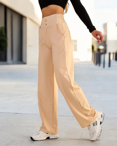 Royalfashion Pantaloni largi din piele eko pentru femei