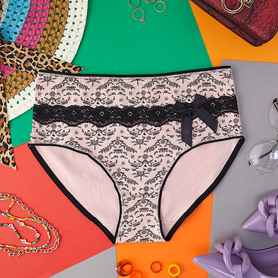 Slip de dama cu imprimeu roz PLUS SIZE- Lenjerie intima