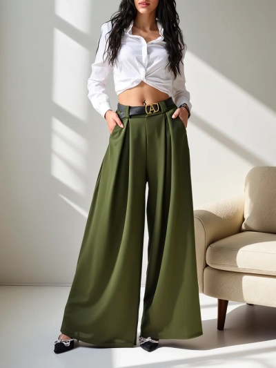Royalfashion Pantaloni Largi pentru Femei din Rayon