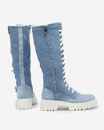 Royalfashion Cizme de damă din material textil de culoare albastră Leconen