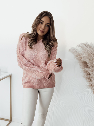Royalfashion Pulover pentru femei pufos în roz
