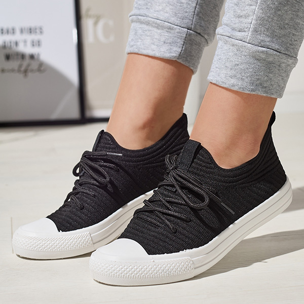 Royalfashion Negru adidași cu nervuri Manfer pentru femei