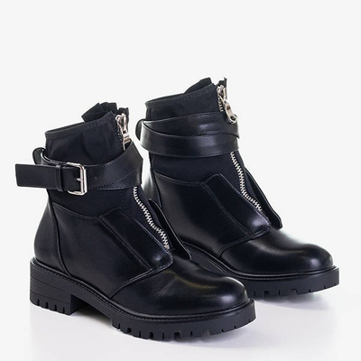 Czarne workery z ozdobnym paskiem Future - Obuwie