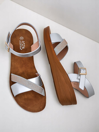 Sandale Royalfashion cu talpă wedge pentru femei, cu strasuri Allona
