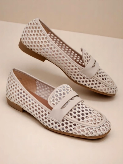 Mocasini bej Royalfashion Primavera Aelia din țesătură cu vârf migdalat