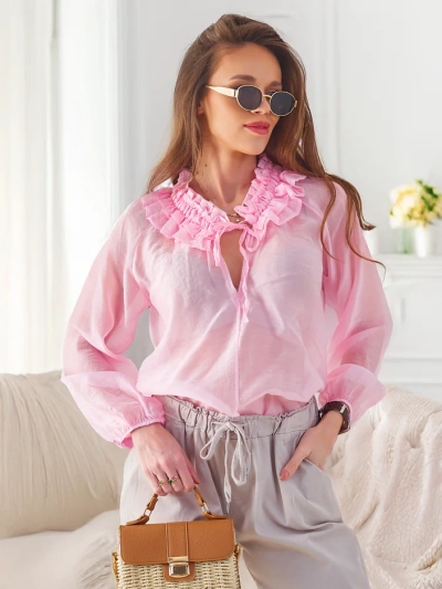 Royalfashion Cămașă Transparentă pentru Femei cu Guler Decorativ