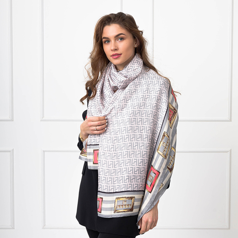 Esarfa de dama roz cu imprimeu - Accesorii