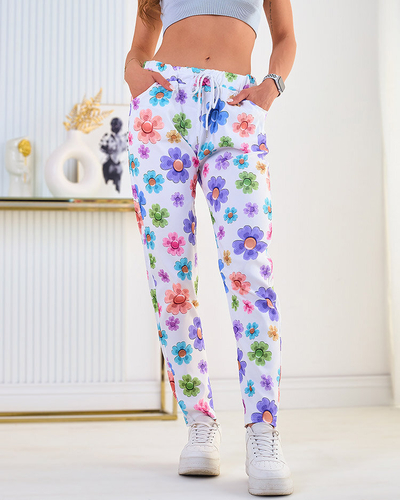 Royalfashion Pantaloni de damă din țesătură florală