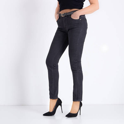 Pantaloni din velur gri cu centură căptușită - Îmbrăcăminte