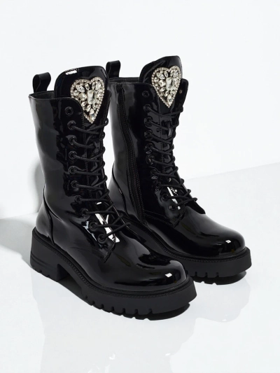 Botine Dama Luna Negre Lăcuite Stilate de Toamnă